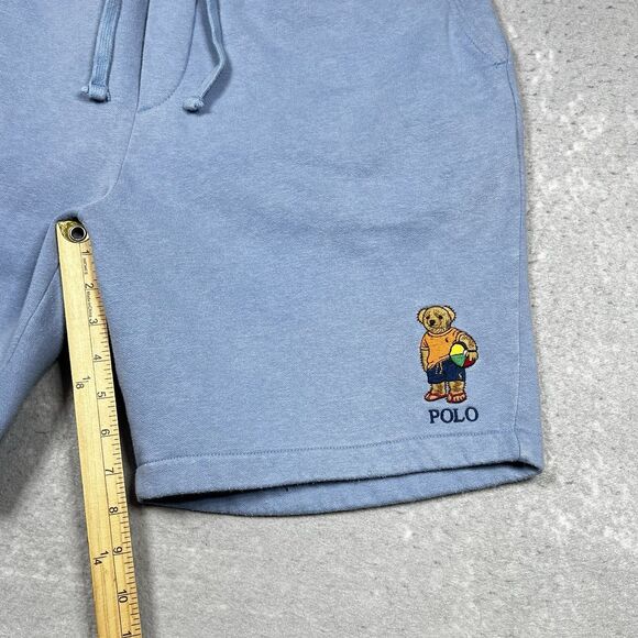Polo Ralph Lauren Shorts Light Mens Large Blue Summer Beach Tropical Bear Fleece - Picture 8 of 13